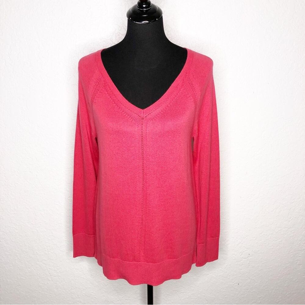 Talbots coral pink v neck sweater size Medium